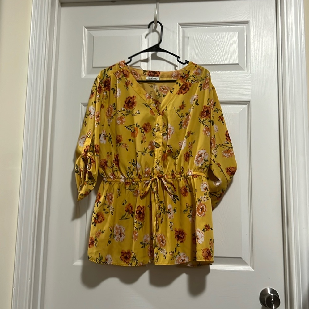 Gathered Waist Floral Top